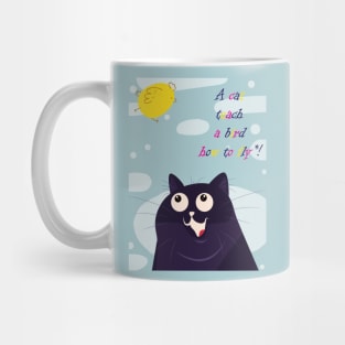 cat teach bird how to fly Mug